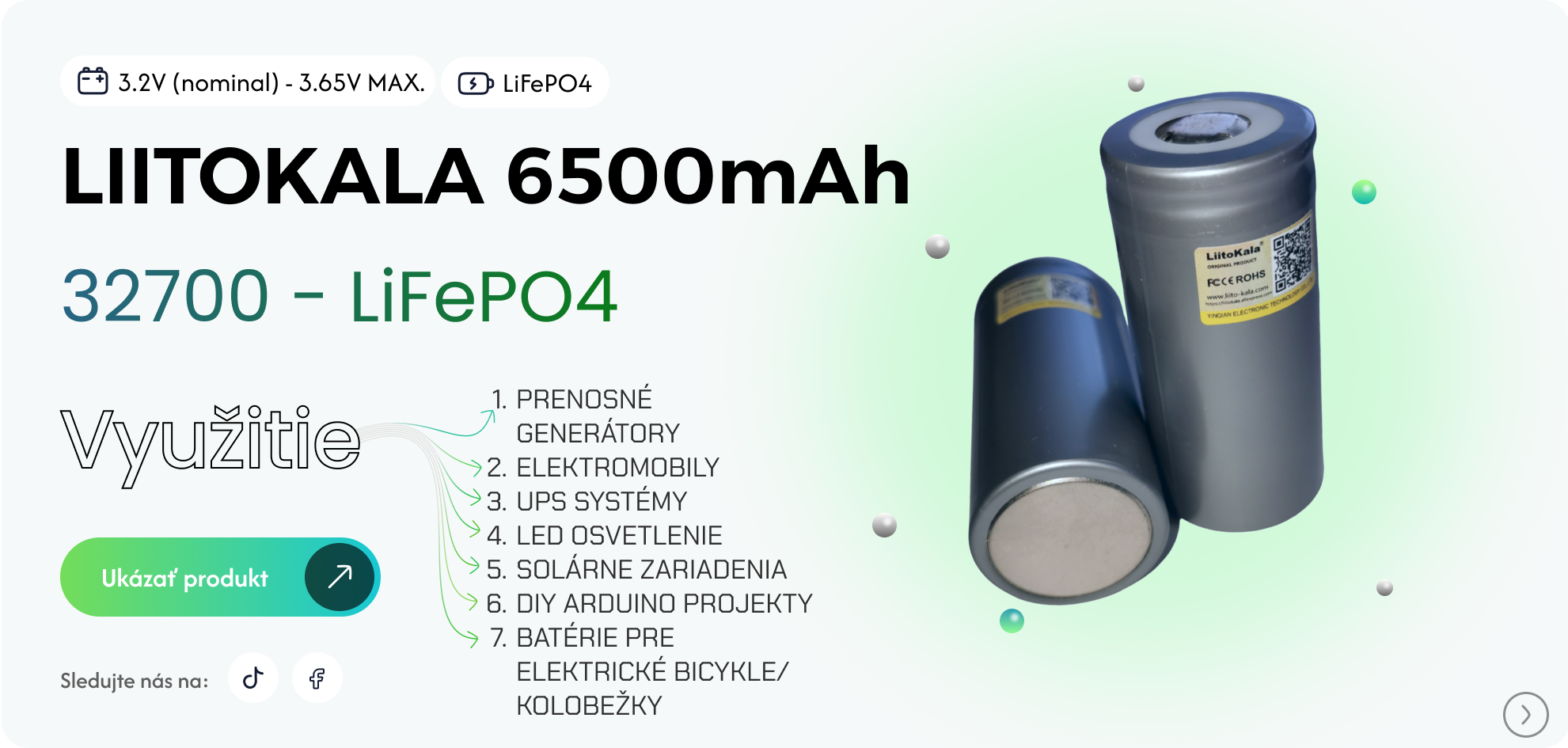 Liitokala 6500mAh 32700 LiFePO4 PC