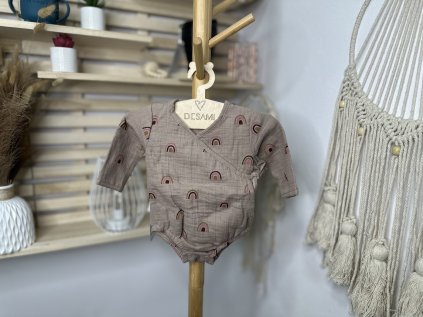 New Baby Kojenecké mušelínové body s bočním zavazováním Duha