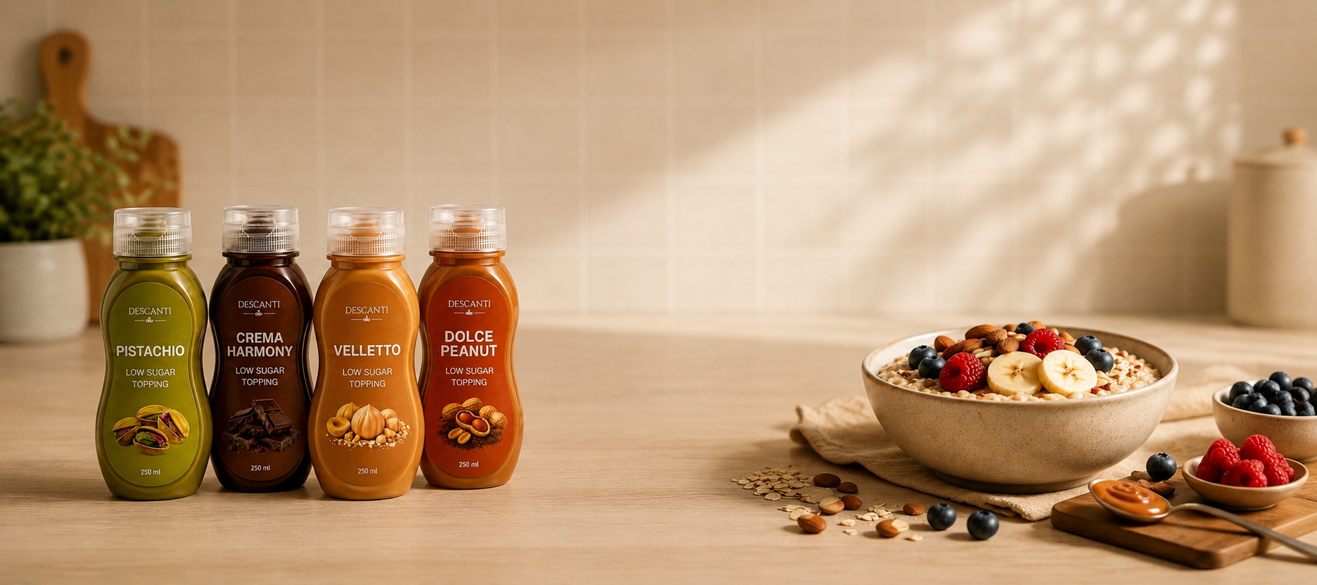 Descanti Set 4 toppingov — Pistachio, Crema Harmony, Velletto a Dolce Peanut