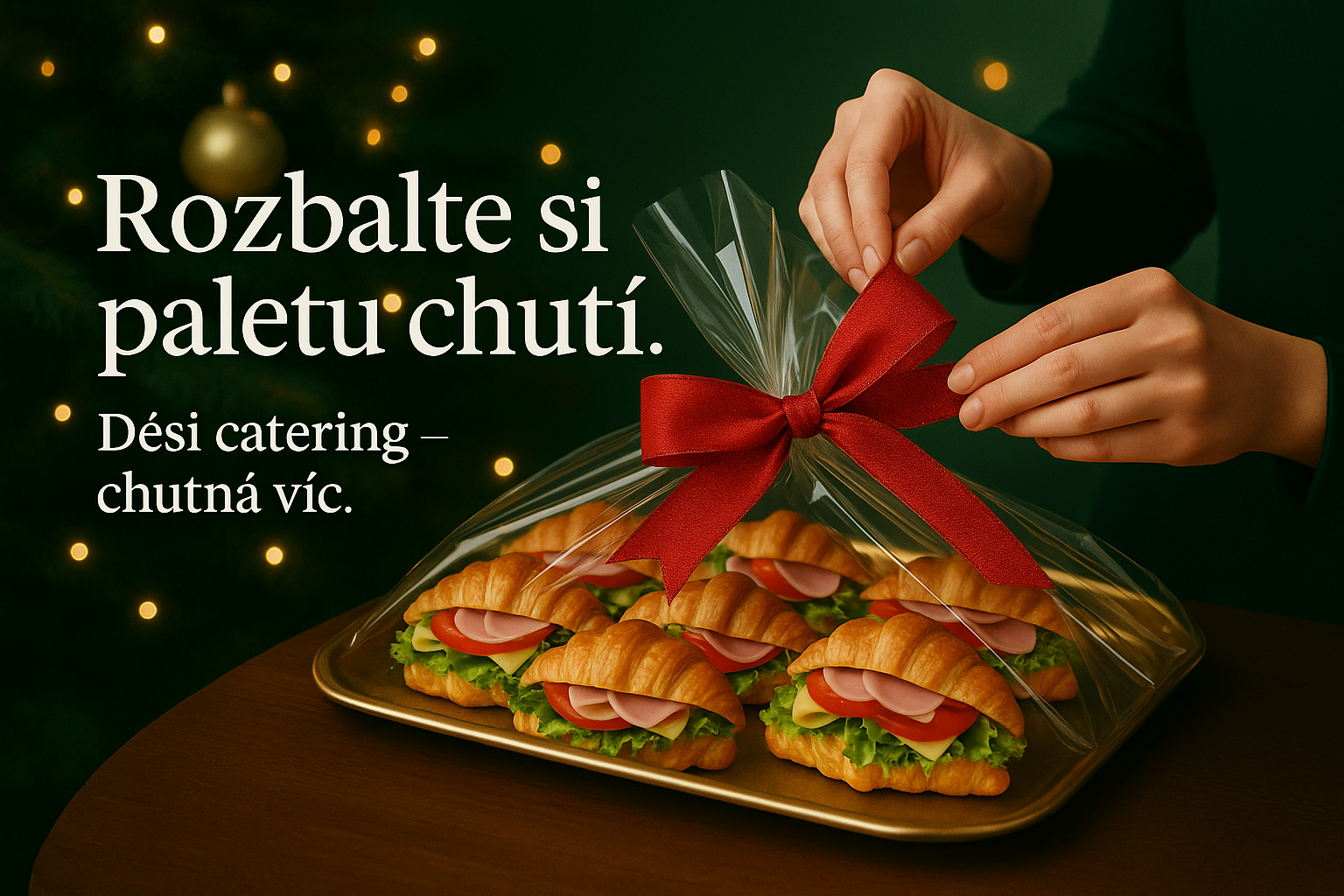 Dési catering Zlín – elegantní cateringové boxy s croissanty a obloženými chlebíčky