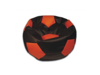 Sedací vak fotbalový míč černo/oranžový koženkový Pepe, 90cm