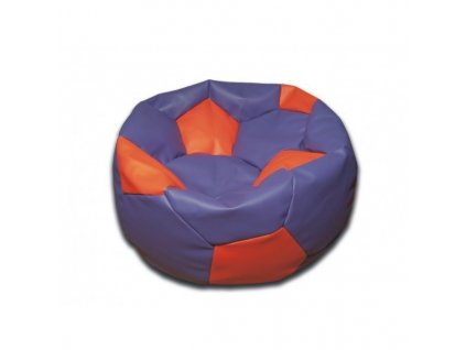 Sedací vak fotbalový míč fialovo/oranžový koženkový Pepe, 90cm