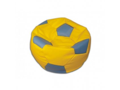 Sedací vak fotbalový míč žluto/modrý koženkový Pepe, 90cm
