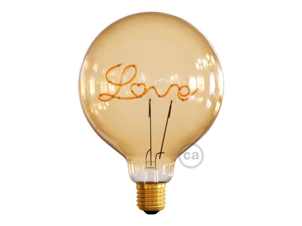 zlata led zarovka pro stojici lampy globus g125 s jednim vlaknem love 5w e27 dekorativni vintage 2000k