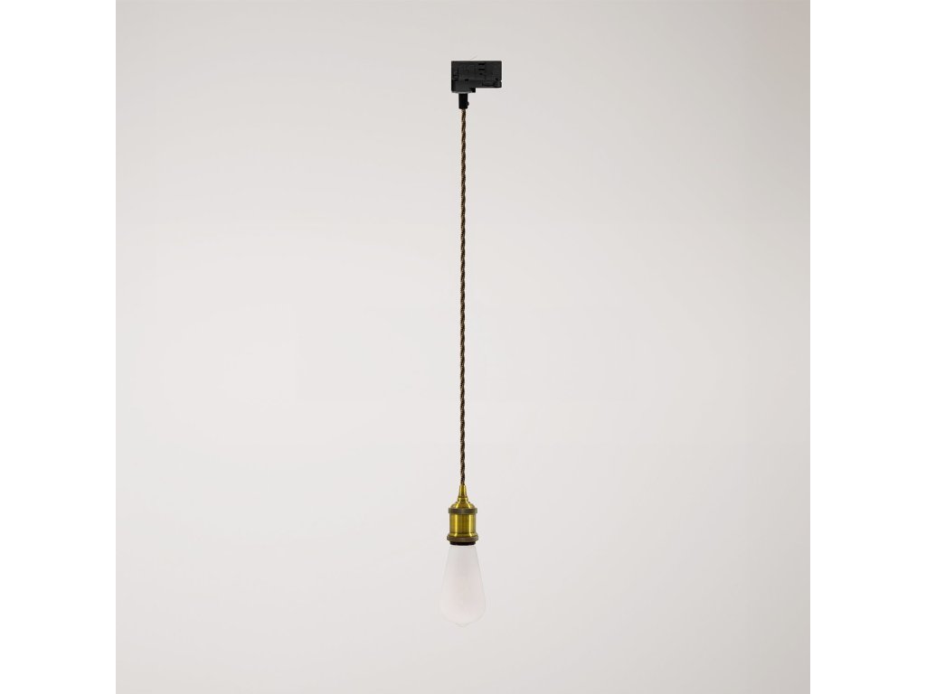 Vintage závěsná lampa s opleteným kabelem (Povrchová úprava Matný bronz, Světelný zdroj Bez žárovky, Adaptér Powergear)