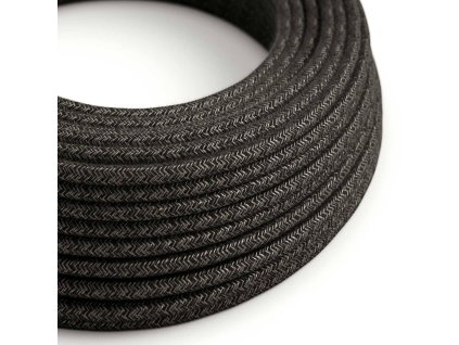 Lněný textilní elektrický kabel, RN03 přírodní antracitové barvy (Počet žil 2x0.75)