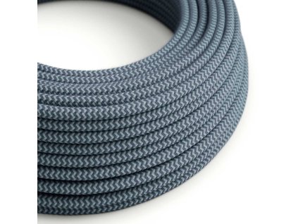 Bavlněný textilní elektrický kabel, RZ25 Šedý kámen a oceán Cik Cak (Počet žil 2x0.75)