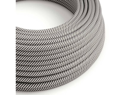 Textilní elektrický HD kabel s tenkými pruhy Vertigo ERM37 - bílá a břidlicová (Počet žil 2x0.75)