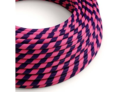 Textilní elektrický HD kabel s pruhy Vertigo ERM41 Cheshire - růžová a tmavě modrá (Počet žil 2x0.75)