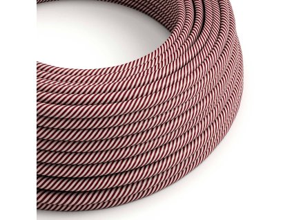 Textilní elektrický HD kabel s pruhy Vertigo ERM47 - růžová a kaštanově hnědá (Počet žil 2x0.75)
