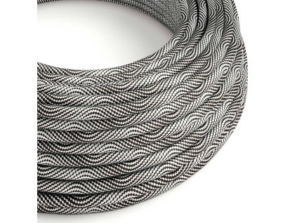 Textilní elektrický HD kabel se vzorem Optical Vertigo ERM64 - černá a stříbrná (Počet žil 2x0.75)