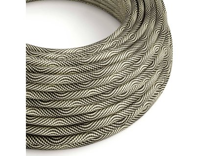 Textilní elektrický HD kabel se vzorem Optical Vertigo ERM65 - černá a zlatá (Počet žil 2x0.75)