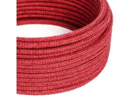 Kulatý textilní elektrický kabel opletený jutou RN24 třešňově červený (Počet žil 2x0.75)