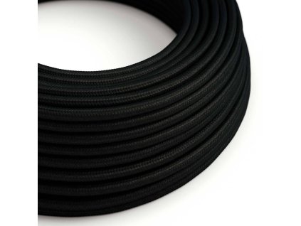 ultra mekky silikonovy elektricky kabel s lesklou cernou textilni podsivkou charcoal rm04 kulaty 2x075 mm
