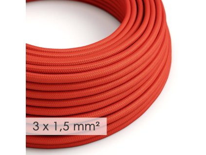 textilni elektricky kabel se sirsim prumerem 3x15 umely hedvab rm09 cerveny