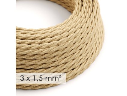 textilni elektricky kabel se sirsim prumerem 3x15 spiralovy potazeny jutou tn06