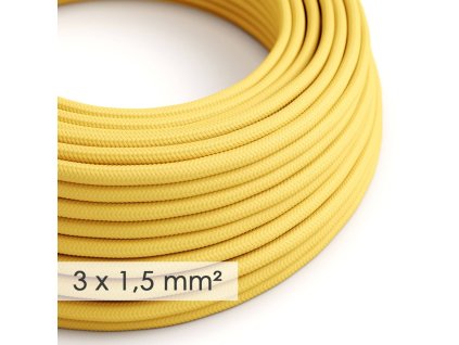 textilni elektricky kabel se sirsim prumerem 3x15 umely hedvab rm10 zluty