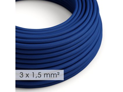 textilni elektricky kabel se sirsim prumerem 3x15 umely hedvab rm12 modry