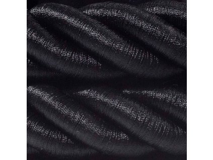 3xl elektricky kabel 3x075 potazeny lesklou cernou textilii prumer 30 mm