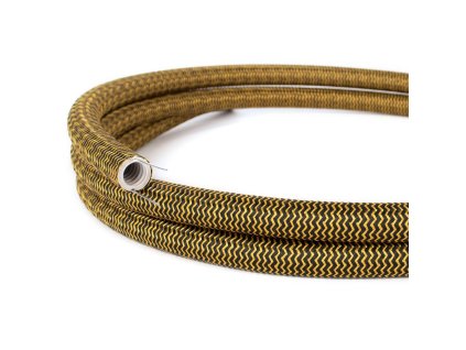 creative tube ohebna trubice potazena zlato cernou hedvabnou tkaninou rz24 se vzorem cik cak prumer 20 mm