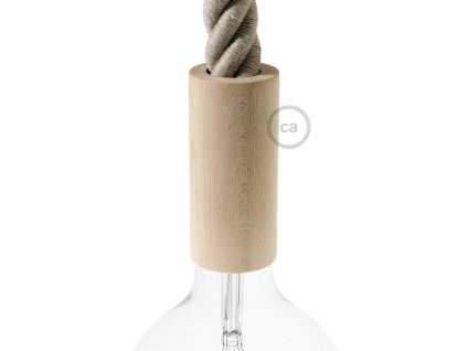 Dřevěná objímka E27 v sadě pro 3XL lanový kabel (Povrchová úprava Neutrální)