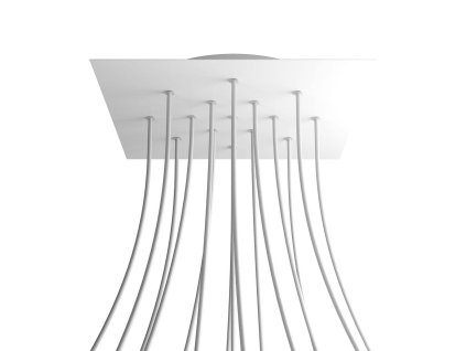 Čtvercový stropní baldachýn Rose-One System - 15 otvorů a 4 boční otvory (Vzor Matná bílá, Barva stropní růže Bílá)