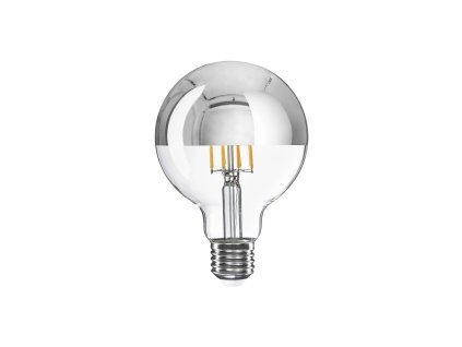 led zarovka se stribrnym vrchlikem globe g95 7w 650lm e27 2700k stmivatelna a04