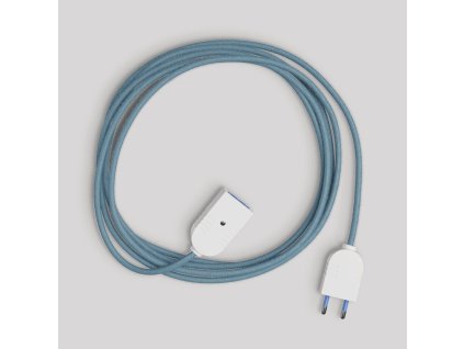 Elektrický prodlužovací kabel s bavlněným kabelem v barvě oceánské modři 2P 10A  (Povrchová úprava Bílá)