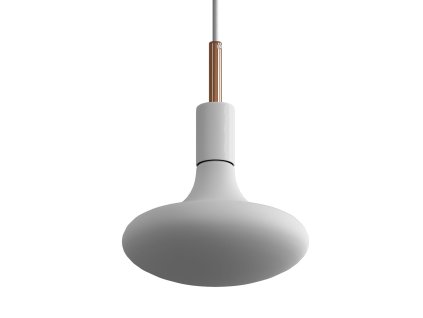Závěsná lampa s textilním kabelem, kovovými detaily a 7cm kabelovou průchodkou  (Povrchová úprava Bílá - Měď, Světelný zdroj S žárovkou, SMART HOME NE)