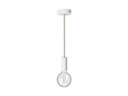 Závěsná lampa s XL 16mm námořnickým kabelem, lakované dřevěné detaily  (Povrchová úprava Bílá, Světelný zdroj S žárovkou)