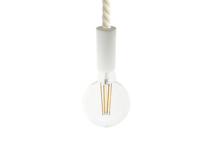 Závěsná lampa s 2XL 24mm námořnickým lanem, lakované dřevěné detaily  (Povrchová úprava Bílá, Světelný zdroj S žárovkou)