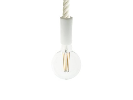 Závěsná lampa s 3XL 30mm lanovým kabelem, lakované dřevěné detaily  (Povrchová úprava Bílá, Světelný zdroj S žárovkou)