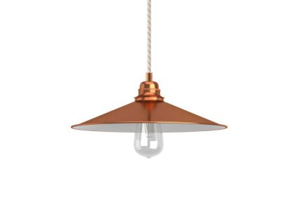 Závěsná lampa s textilním kabelem, stínidlem Swing a kovovými detaily  (Povrchová úprava Měď - ERM43, Světelný zdroj S žárovkou, SMART HOME NE)