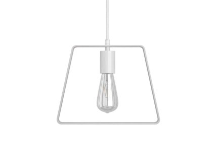 Závěsná lampa s textilním kabelem, stínidlem Duedì Base a kovovými detaily  (Povrchová úprava Bílá, Světelný zdroj S žárovkou, SMART HOME NE)