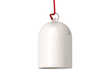 Závěsná lampa s textilním kabelem a keramickým stínidlem Mini Zvon XS  (Povrchová úprava Lesklá bílá, Světelný zdroj S žárovkou, SMART HOME NE)