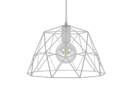 Závěsná lampa s textilním kabelem, stínidlovým rámem Dome a kovovými detaily  (Povrchová úprava Bílá, Světelný zdroj S žárovkou, SMART HOME NE)