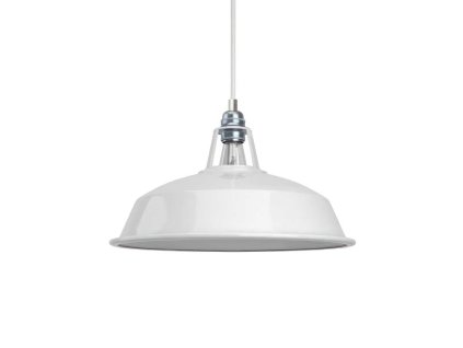 Závěsná lampa  s textilním kabelem, stínidlem Harbour a kovovými detaily  (Povrchová úprava Bílá, Světelný zdroj S žárovkou, SMART HOME NE)