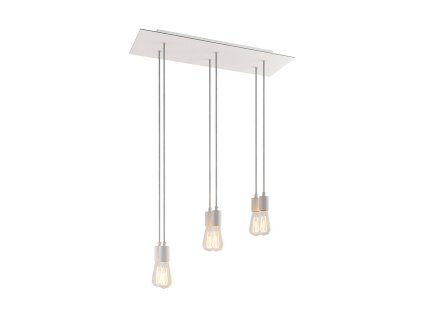 Závěsná lampa s 6 světly, s obdélníkovým XXL baldachýnem Rose-One, textilním kabelem a kovovými komponenty (Vzor Matná bílá Dibond, Světelný zdroj Bez žárovky)