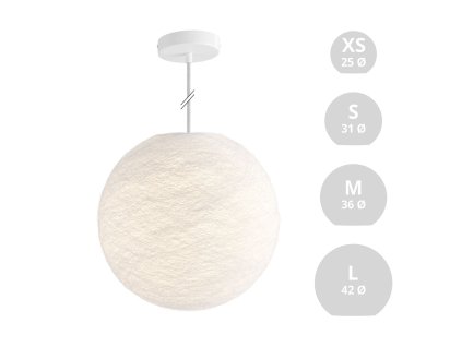 Závěsná lampa se stínidlem Koule z PE vlákna (Povrchová úprava Bílý polyester, Velikost M - Ø 35 cm, SMART HOME NE)