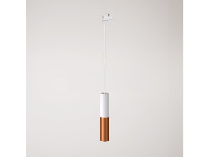 Závěsná lampa s dvojitým stínidlem Tub-E14 (Povrchová úprava Matná bílá - Matná měď, Světelný zdroj Bez žárovky, Adaptér Powergear)