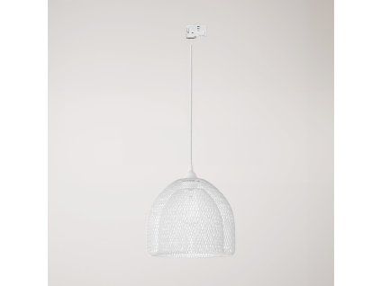 Lustr Ghostbell XL se stínítkem v kleci pro koleje (Povrchová úprava Bílá, Světelný zdroj Bez žárovky, Adaptér Powergear)