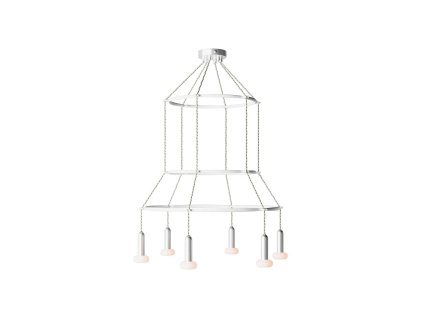 Lustr Cage 3 P-light se 6 žárovkami Dash (Povrchová úprava Matný chrom, Světelný zdroj S žárovkou)