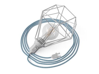 Table Snake - zásuvná lampa s klecovým diamantovým stínítkem a dvoupólovou zástrčkou (Povrchová úprava Bílá, Zapojení EU, Světelný zdroj Bez žárovky)