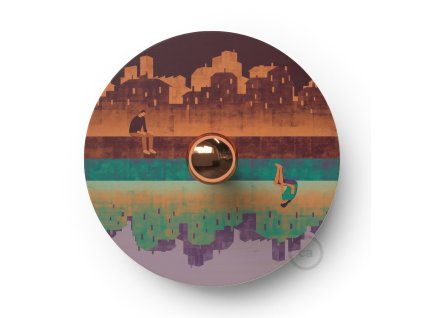 Fermaluce Romantic s oboustranným dřevěným stínidlem UFO s ilustracemi od různých umělců (Světelný zdroj Bez žárovky, Vzor Davide Bonazzi, SMART HOME NE)