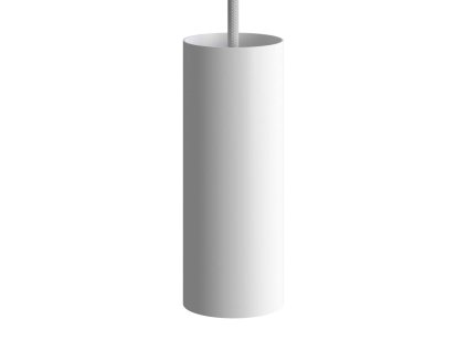 Závěsná lampa s textilním kabelem, stínidlem Tub-E14 a kovovými detaily (Povrchová úprava Bílá, Světelný zdroj S žárovkou, SMART HOME NE)