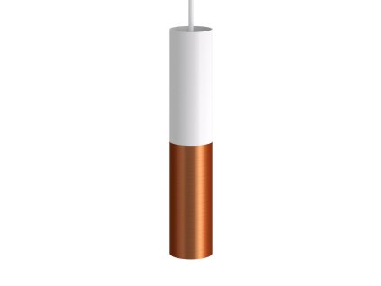 Závěsná lampa doplněná o textilní kabel a dvojité stínidlo Tub-E14 (Povrchová úprava Matná bílá - Matná měď, Světelný zdroj Bez žárovky, SMART HOME NE)