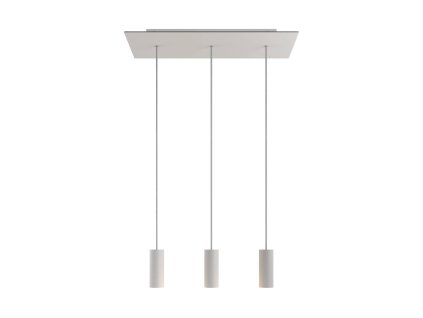 Závěsná lampa se 3 světly, s obdélníkovým XXL baldachýnem Rose-One, textilním kabelem a kovovými stínidly Tub E14 (Světelný zdroj Bez žárovky, Vzor Matný bílý Dibond)