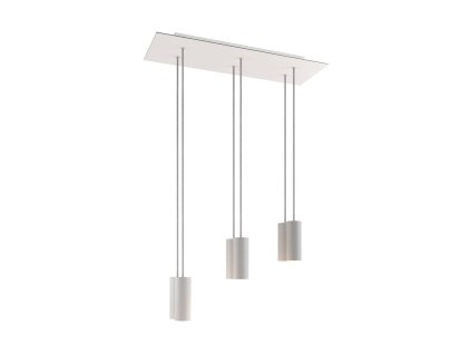 Závěsná lampa s 6 světly, s obdélníkovým XXL baldachýnem Rose-One, textilním kabelem a kovovými stínidly Tub E14 (Světelný zdroj Bez žárovky, Vzor Matný bílý Dibond)