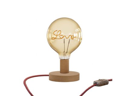 Dřevěná stolní lampa Posaluce Love (Povrchová úprava Neutrální, Zapojení EU, Spínač nebo stmívač Spínač)