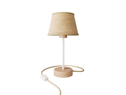 Dřevěná stolní lampa se stínidlem Impero - Alzaluce Wood (Povrchová úprava Neutrální, Zapojení EU, Světelný zdroj Bez žárovky)
